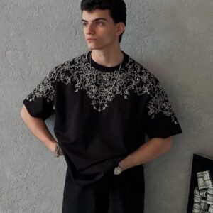Front & Back Collar Print Oversized Top – Trendy, Bold Design for Effortless Style