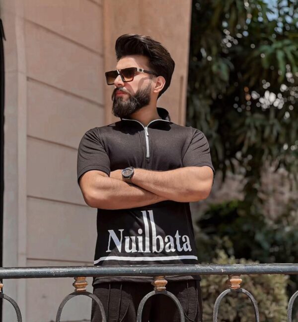 Nuilbata Men's Printed Zip-Up Polo T-Shirt – Casual Short Sleeve