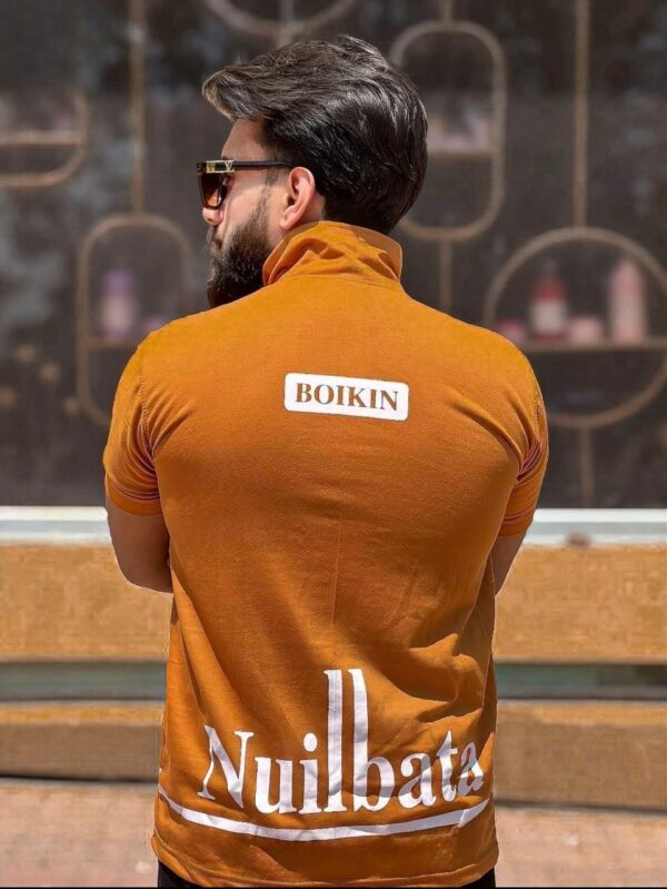 Nuilbata Men's Printed Zip-Up Polo T-Shirt – Casual Short Sleeve - Image 3
