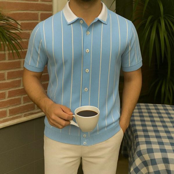 Vintage-Inspired Old Money Aesthetic Button-Up Shirt – Luxury Preppy Style with Contrast Lining - Image 2