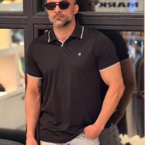 V-Collar Embroidered Polo T-Shirt – Premium Casual Style