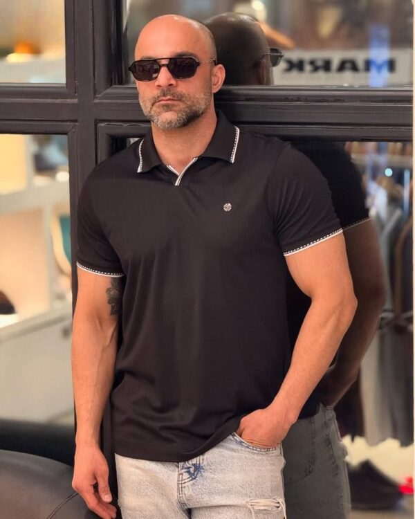 V-Collar Embroidered Polo T-Shirt – Premium Casual Style