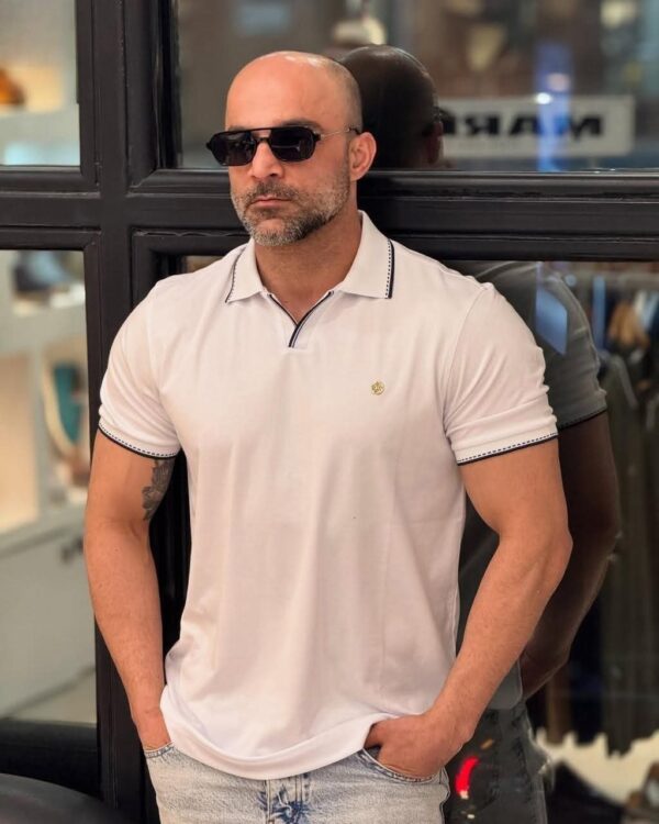 V-Collar Embroidered Polo T-Shirt – Premium Casual Style - Image 4