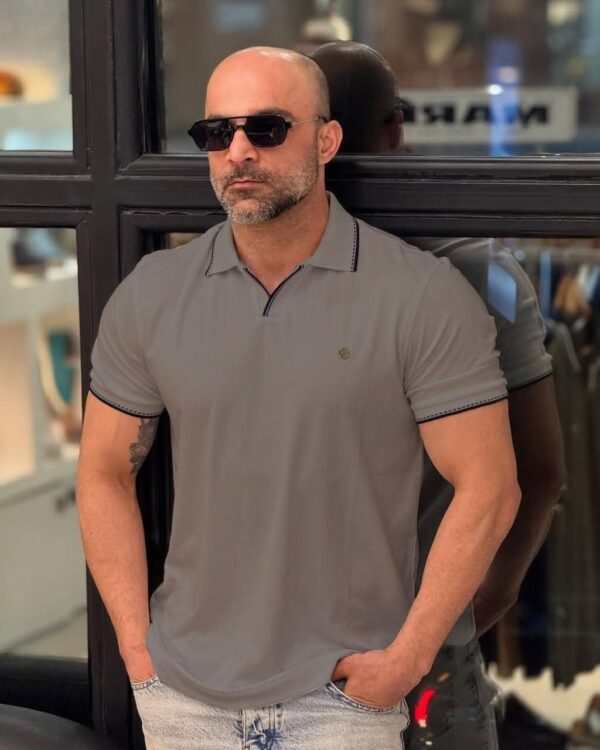 V-Collar Embroidered Polo T-Shirt – Premium Casual Style - Image 5